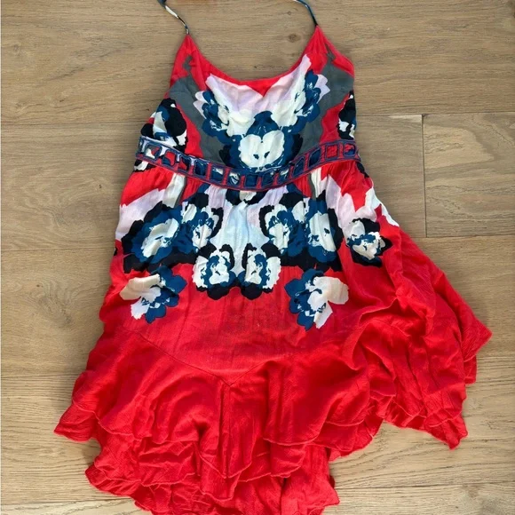 Free People Sweet Lucy Coral Red Print Slip - Picture 4 of 7